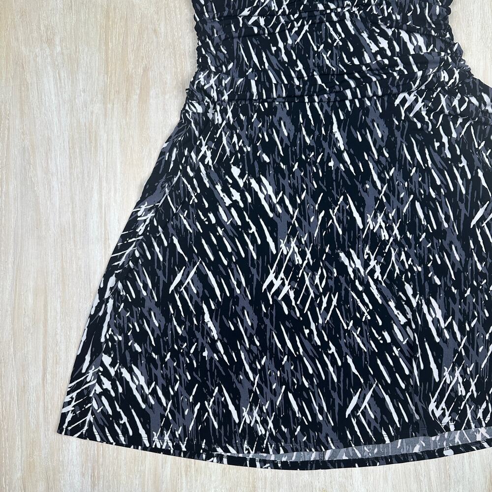 Nine West Abstract Monochrome V-Neck Sleeveless Stretch Classic Casual Dress 12 - Picture 4 of 14